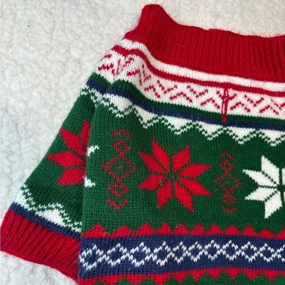 Embroider Pet Dog Ugly Christmas Sweater Knit Warm Full Body